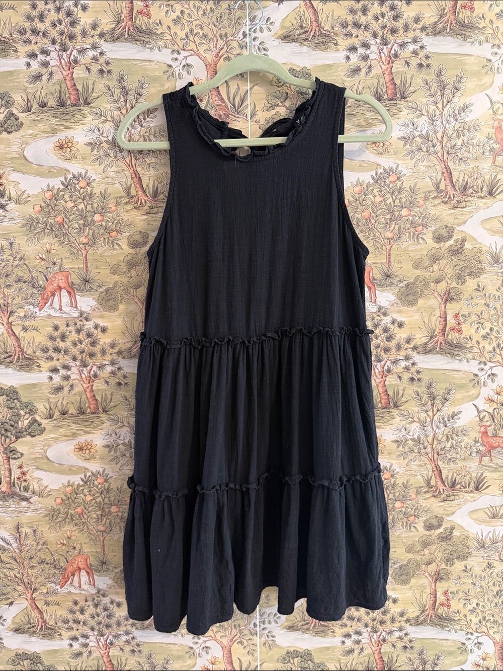 Very J Black Tiered Midi Dress